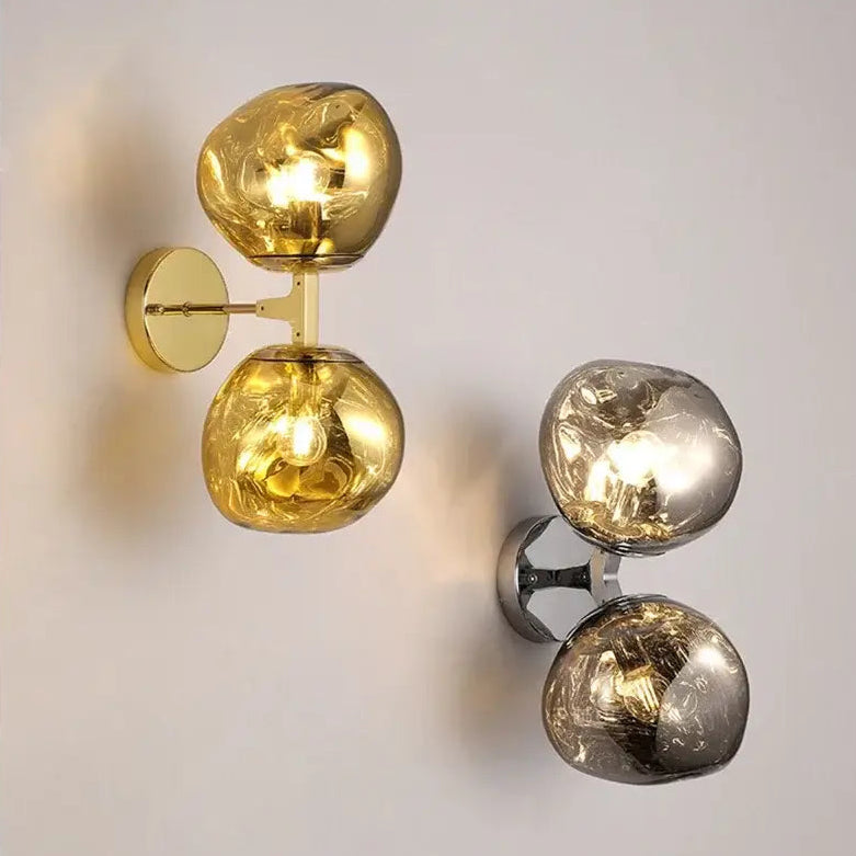 Applique Murale Double Globe En Verre Soufflé Coloré