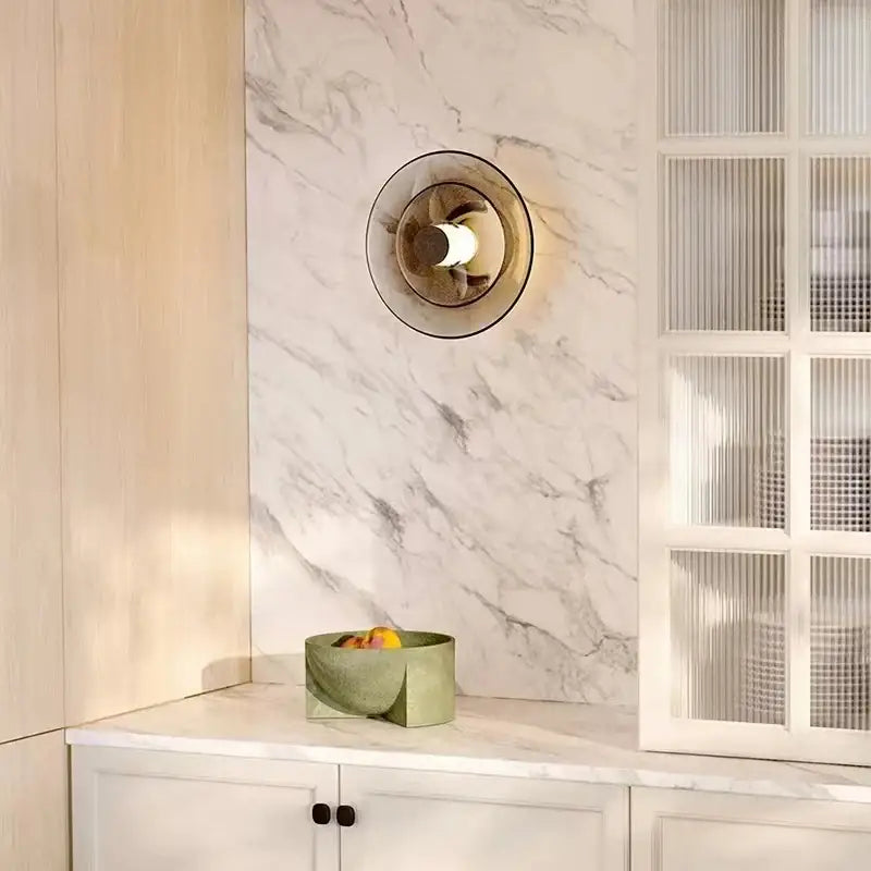 Applique murale gris ambre ronde au style néo rétro