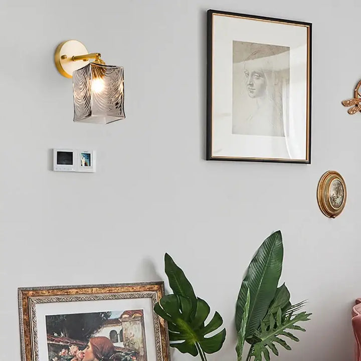 Applique Murale Losange En Verre Soufflé Noir Et À Support Doré