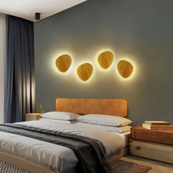 Applique murale ronde en bois avec éclairage LED intégré