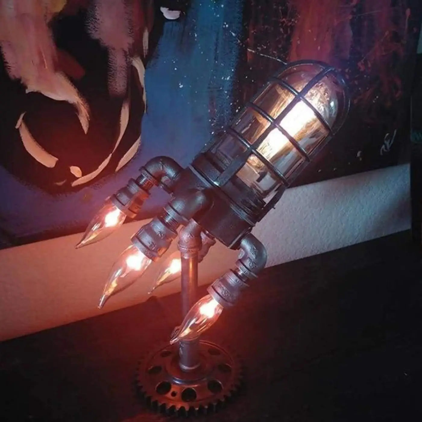 Lampe Fusée Tintin Ambiance USB Avec Effet De Flammes - Fabrication Française