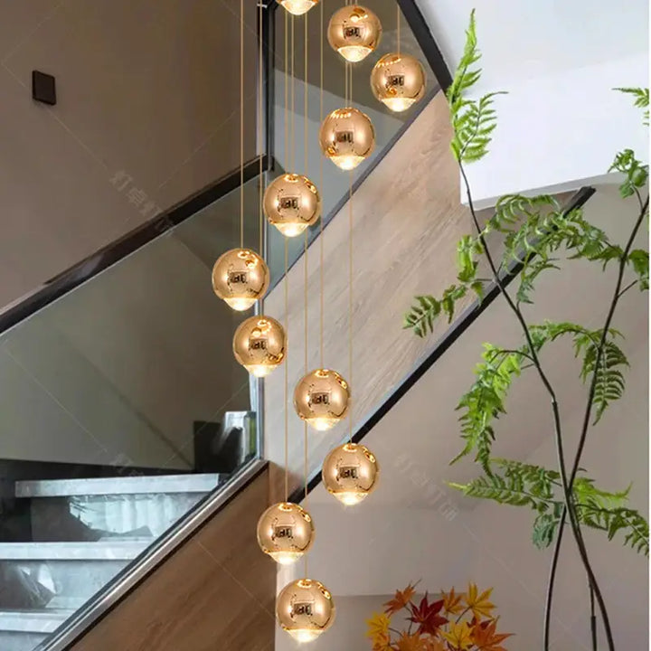 Suspension Cascade Moderne Boules Élégante Design Luxe