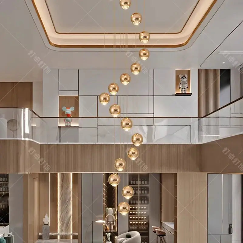 Suspension Cascade Moderne Boules Élégante Design Luxe