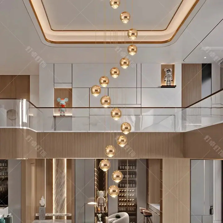 Suspension Cascade Moderne Boules Élégante Design Luxe