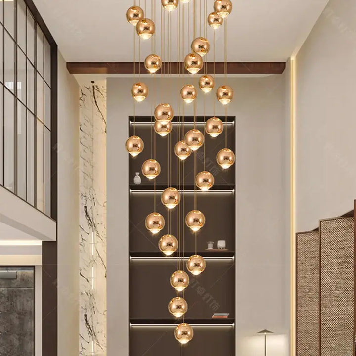 Suspension Cascade Moderne Boules Élégante Design Luxe