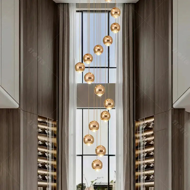 Suspension Cascade Moderne Boules Élégante Design Luxe
