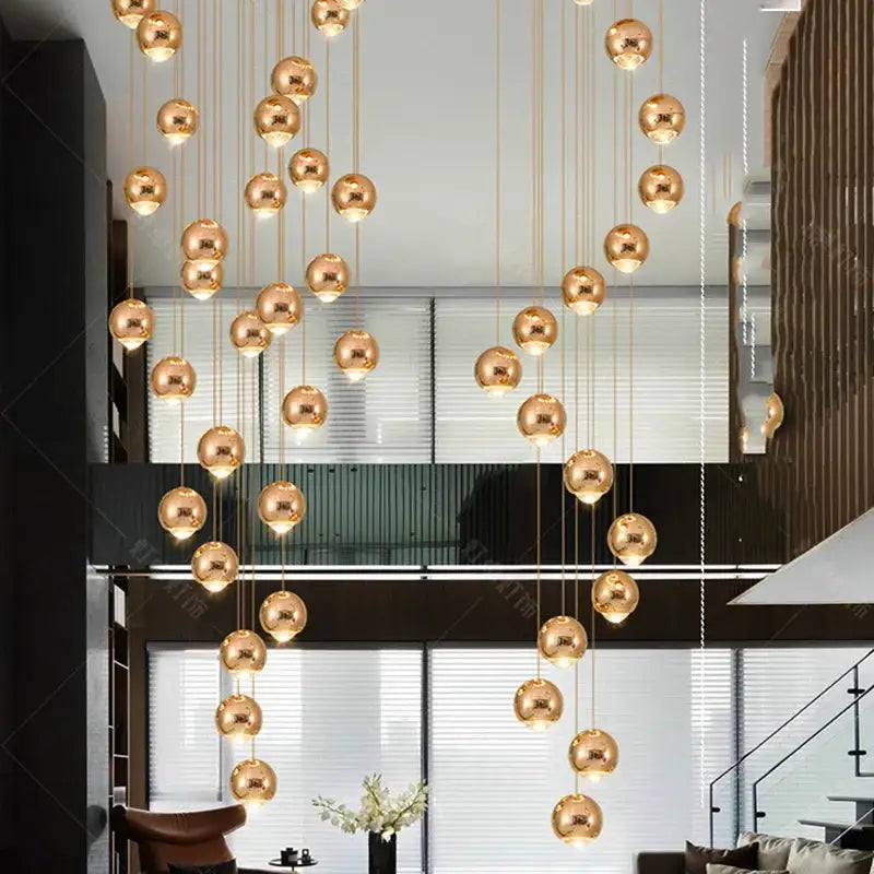 Suspension Cascade Moderne Boules Élégante Design Luxe
