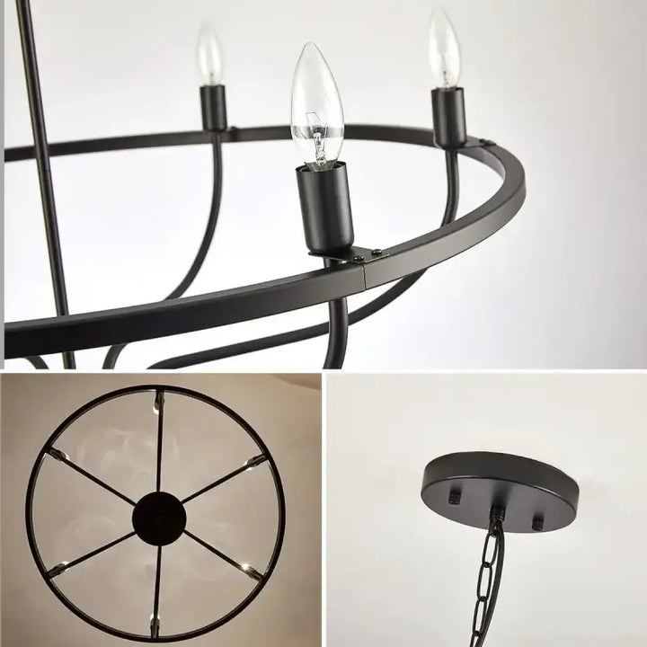 Suspension Design Circulaire Dorée Avec Lumières Flamme