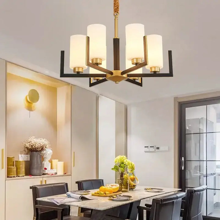 Suspension Design Contemporaine Cylindres Verre Opalin