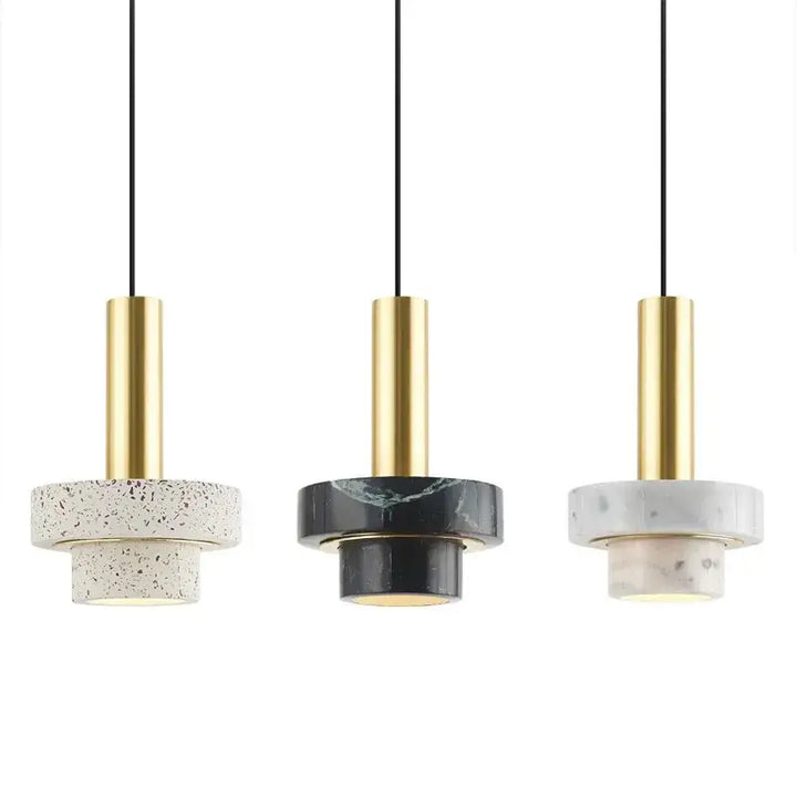 Suspension Design En Laiton Et Pierre Terrazzo Moderne