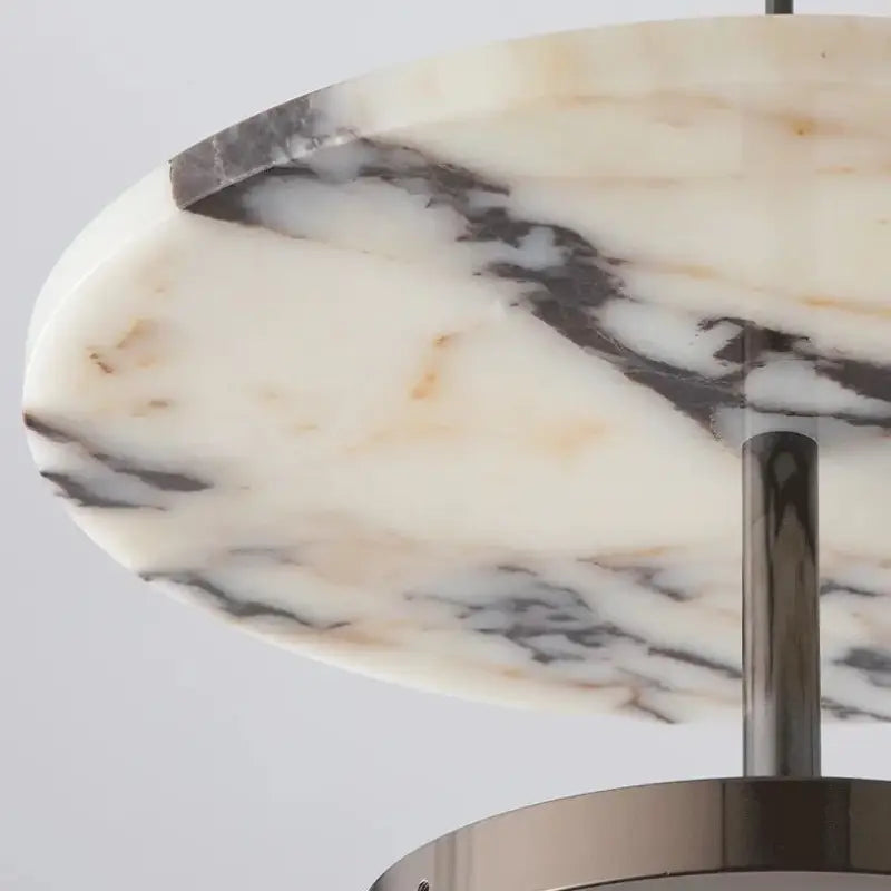 Suspension Design Marbre Moderne Avec Disque Veiné Et Anneau Led
