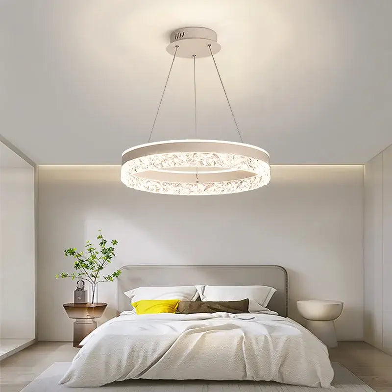Suspension LED Ronde Cristal Moderne Pour Chambre Ou Salon