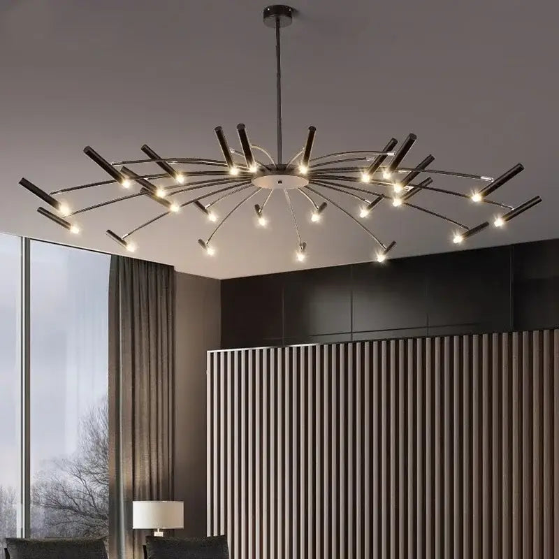 Suspension Luminaire XXL Design Graphique Noir À Bras Multiples
