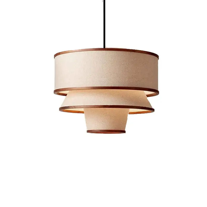 Suspension Moderne Tissu Beige Superposé Style Naturel