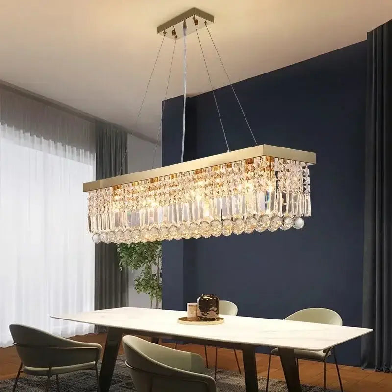 Suspension Rectangulaire Cristal Design Moderne Élégant