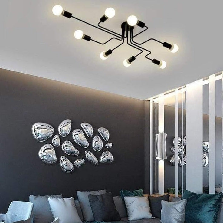 ECLAIRAGE ATELIER Plafonnier LED Design Salon Noir Éclairage de