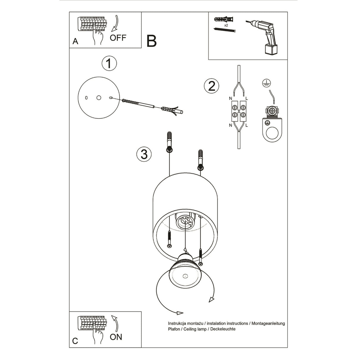 Schéma d'installation du luminaire