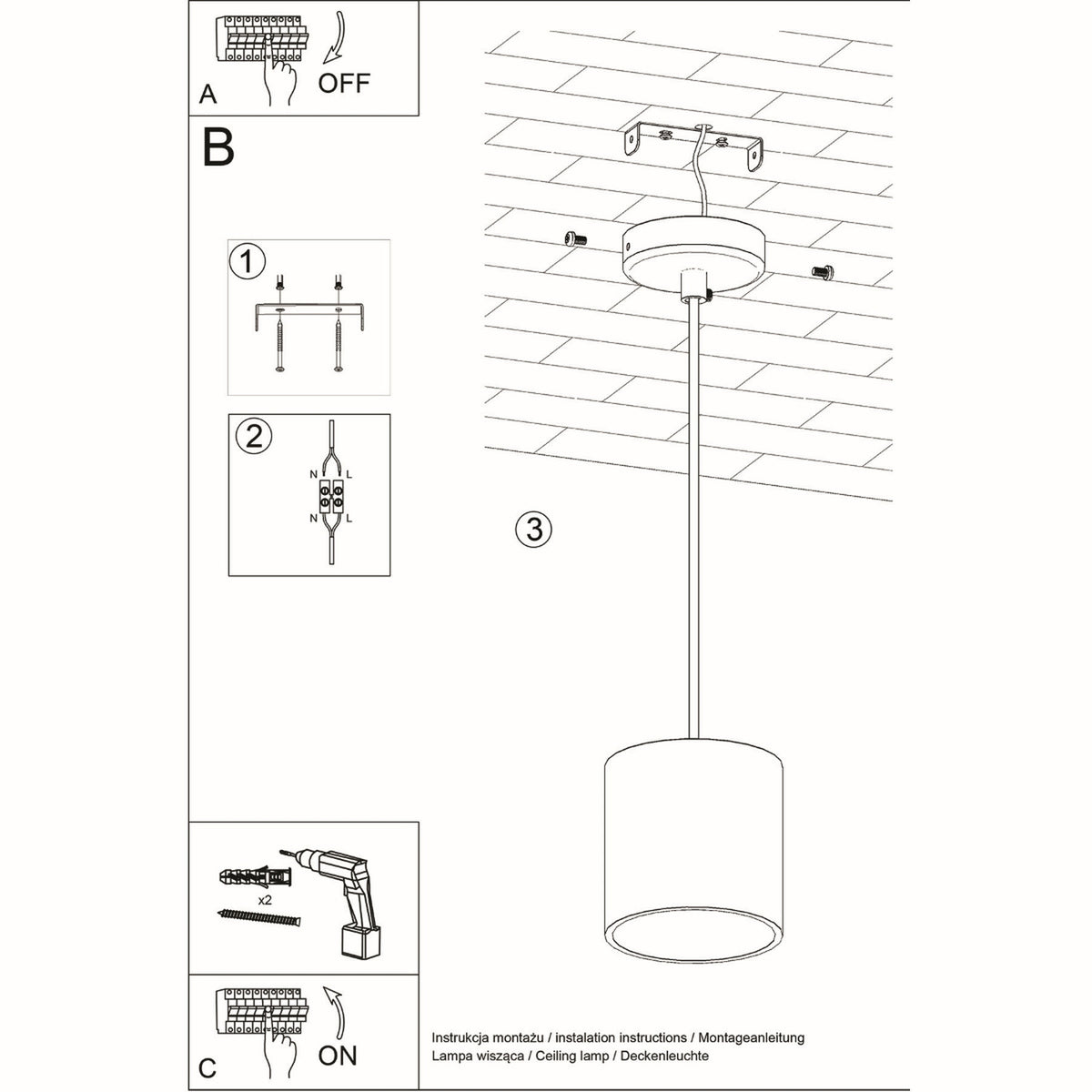 Schéma d'installation du luminaire