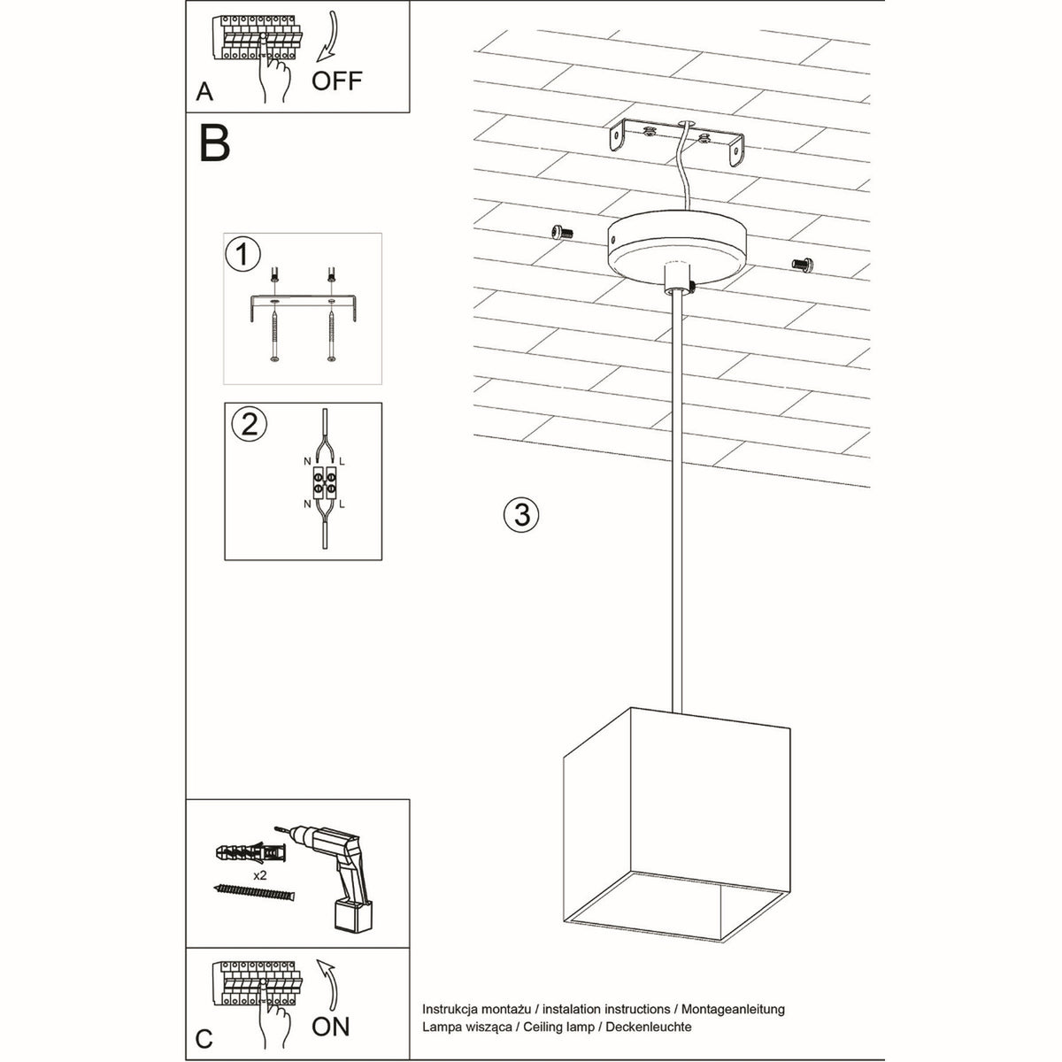 Schéma d'installation du luminaire