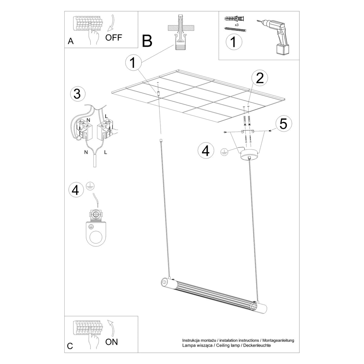 Schéma d'installation du luminaire