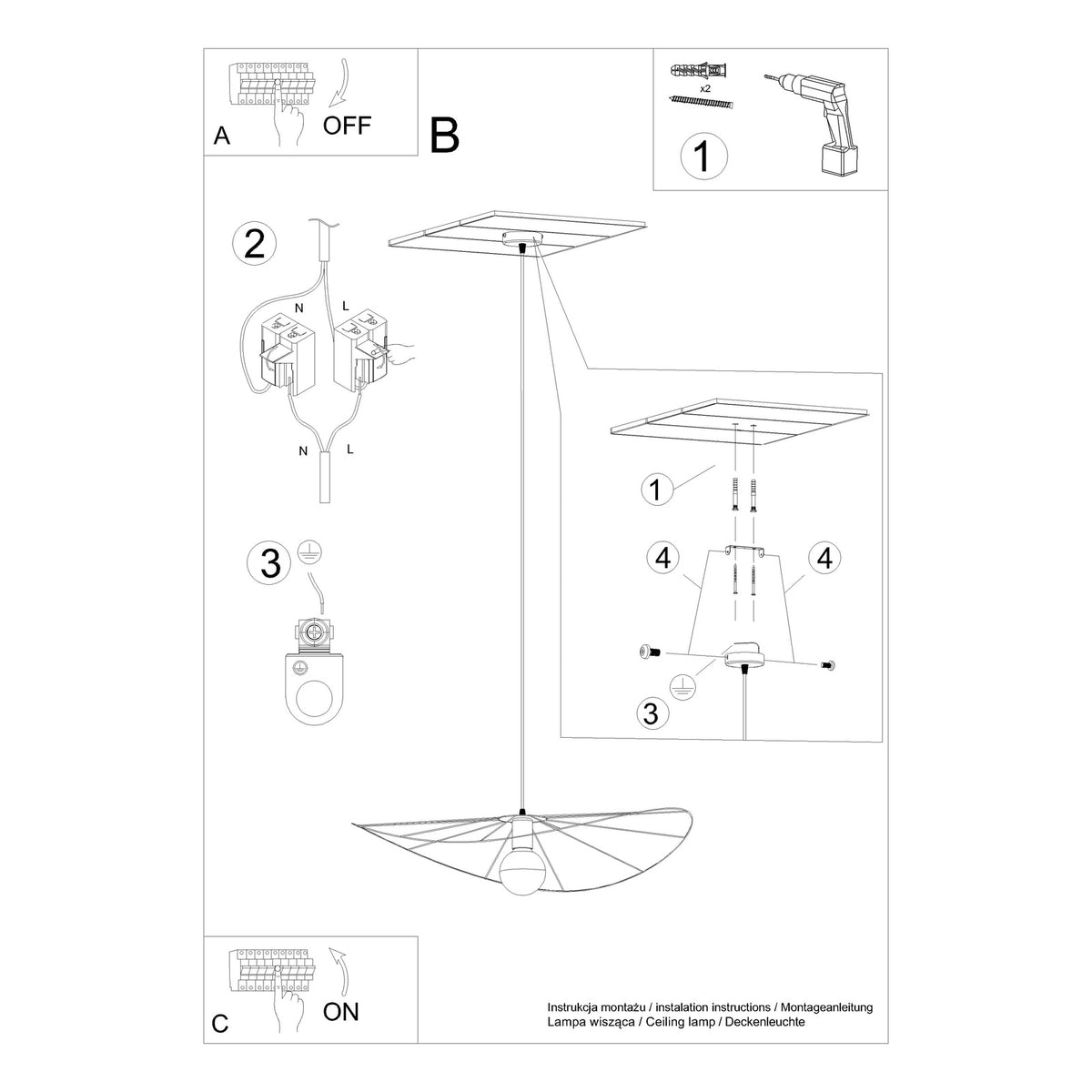 Schéma d'installation du luminaire