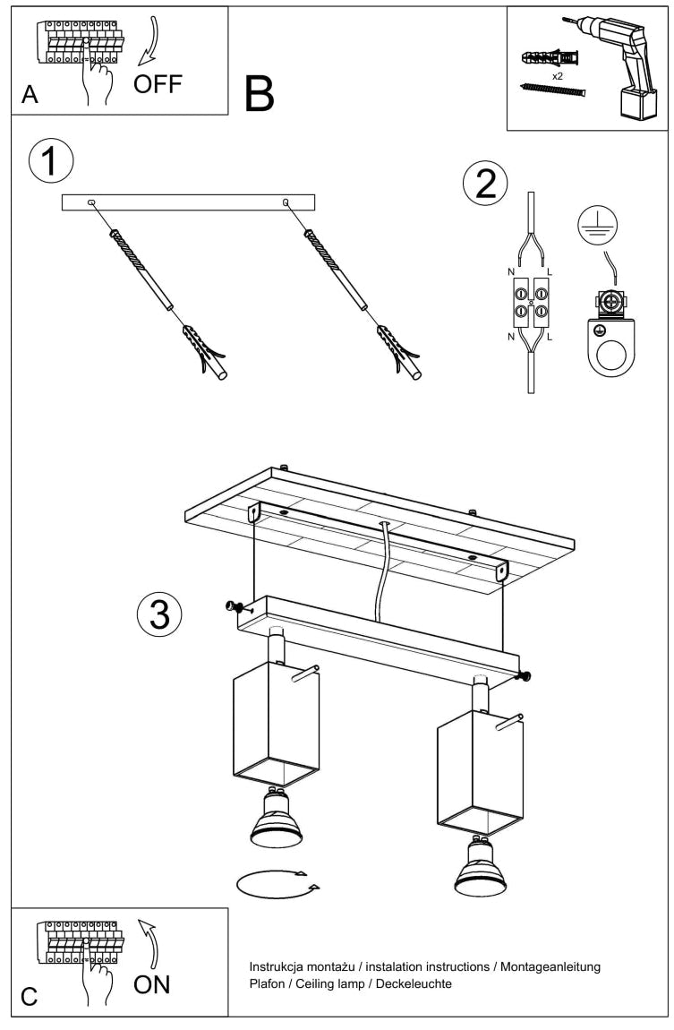 Schéma d'installation du luminaire
