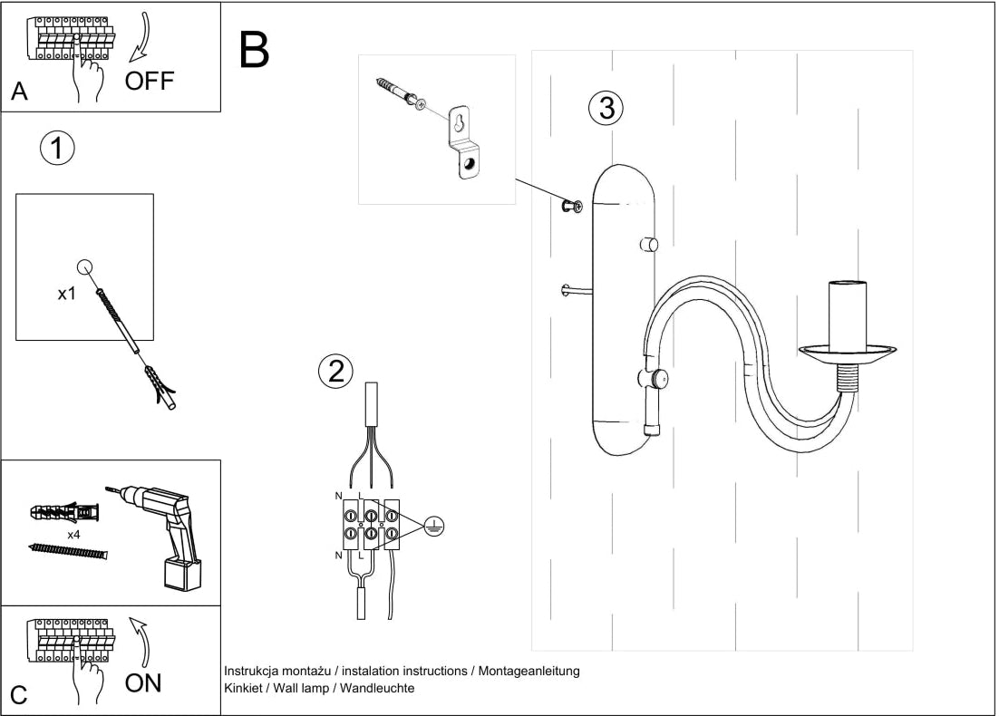Schéma d'installation du luminaire