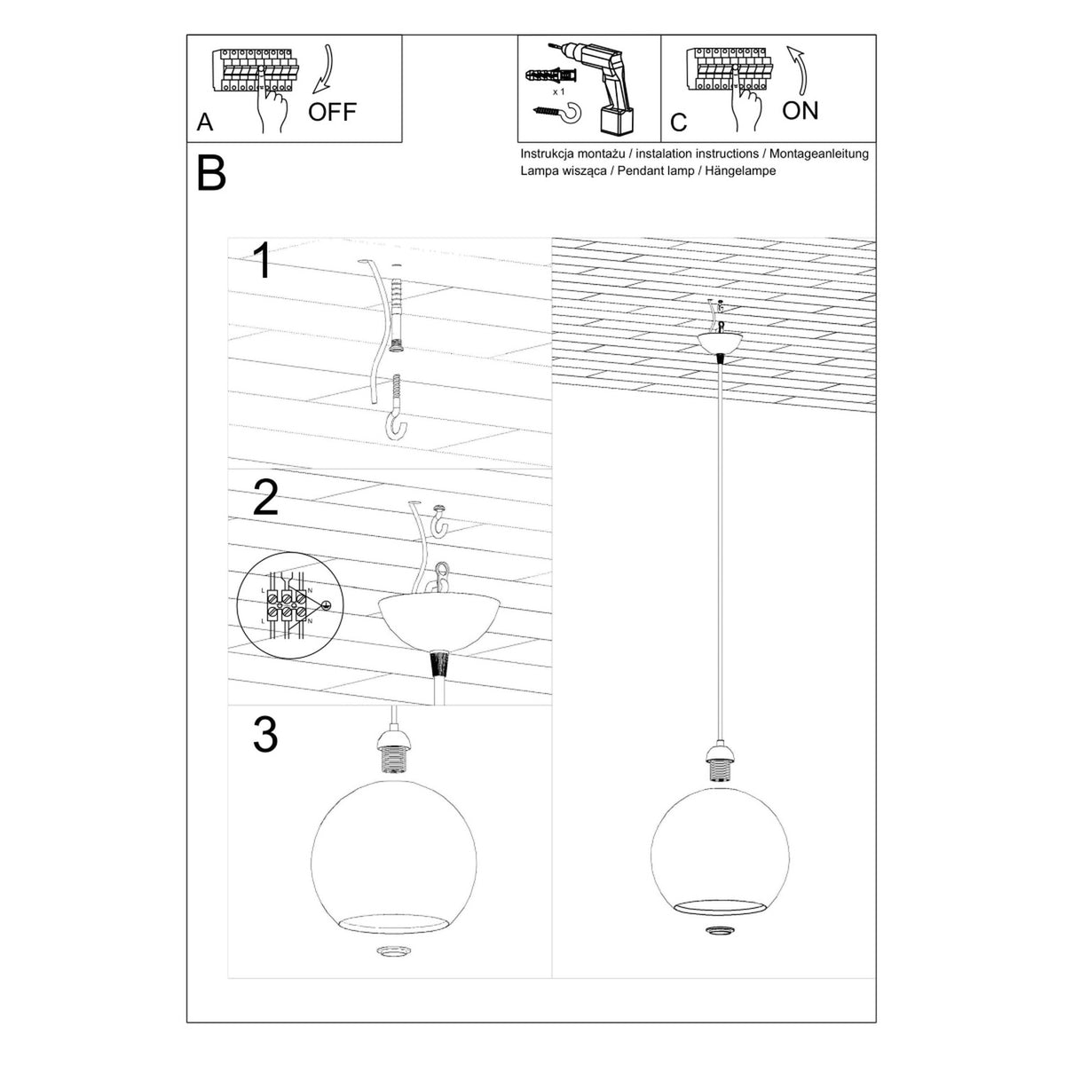 Schéma d'installation du luminaire