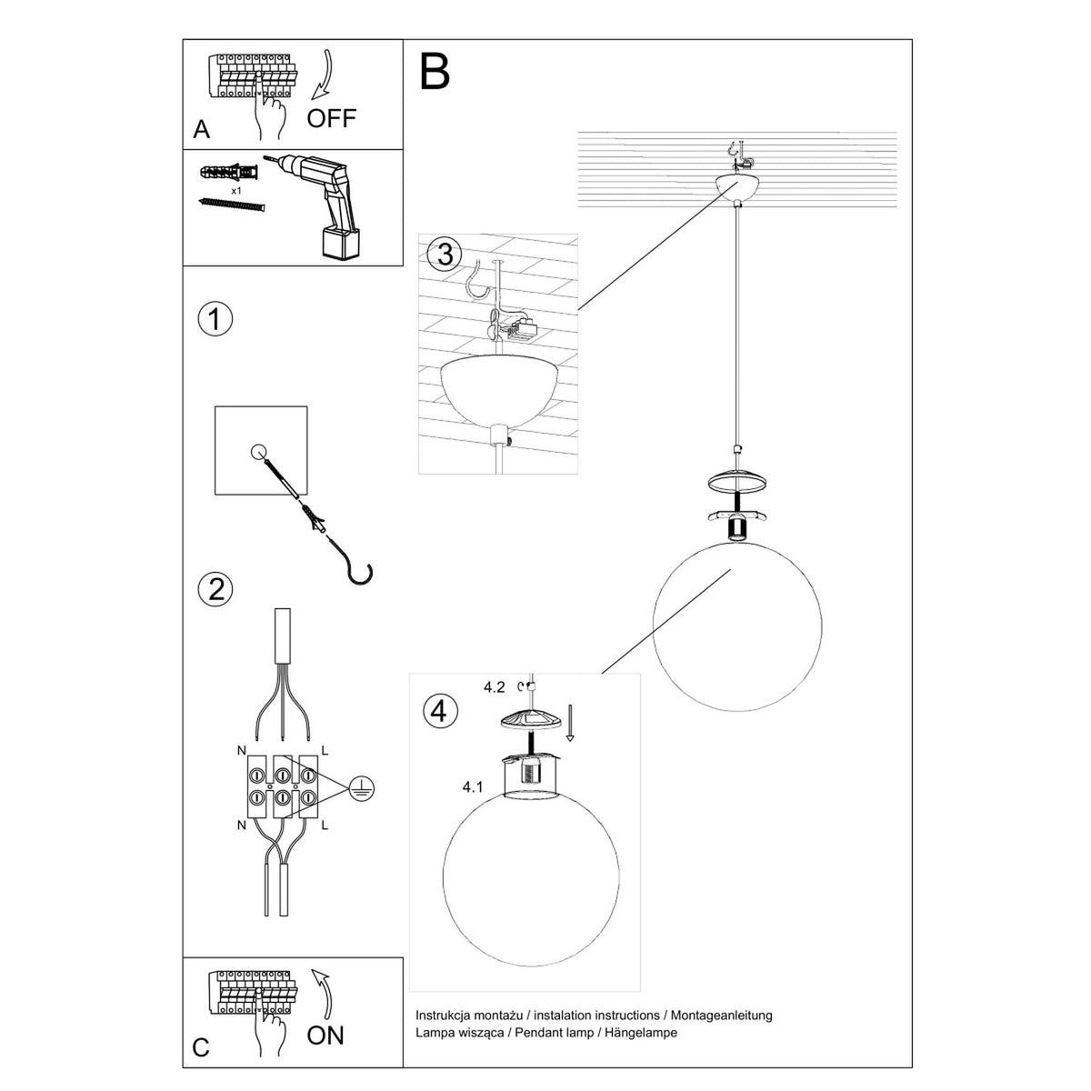 Schéma d'installation du luminaire