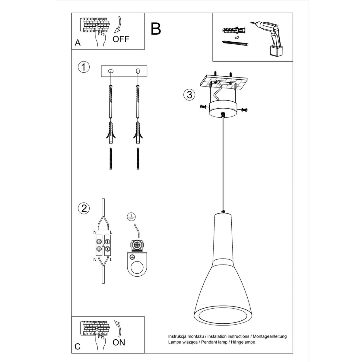 Schéma d'installation du luminaire