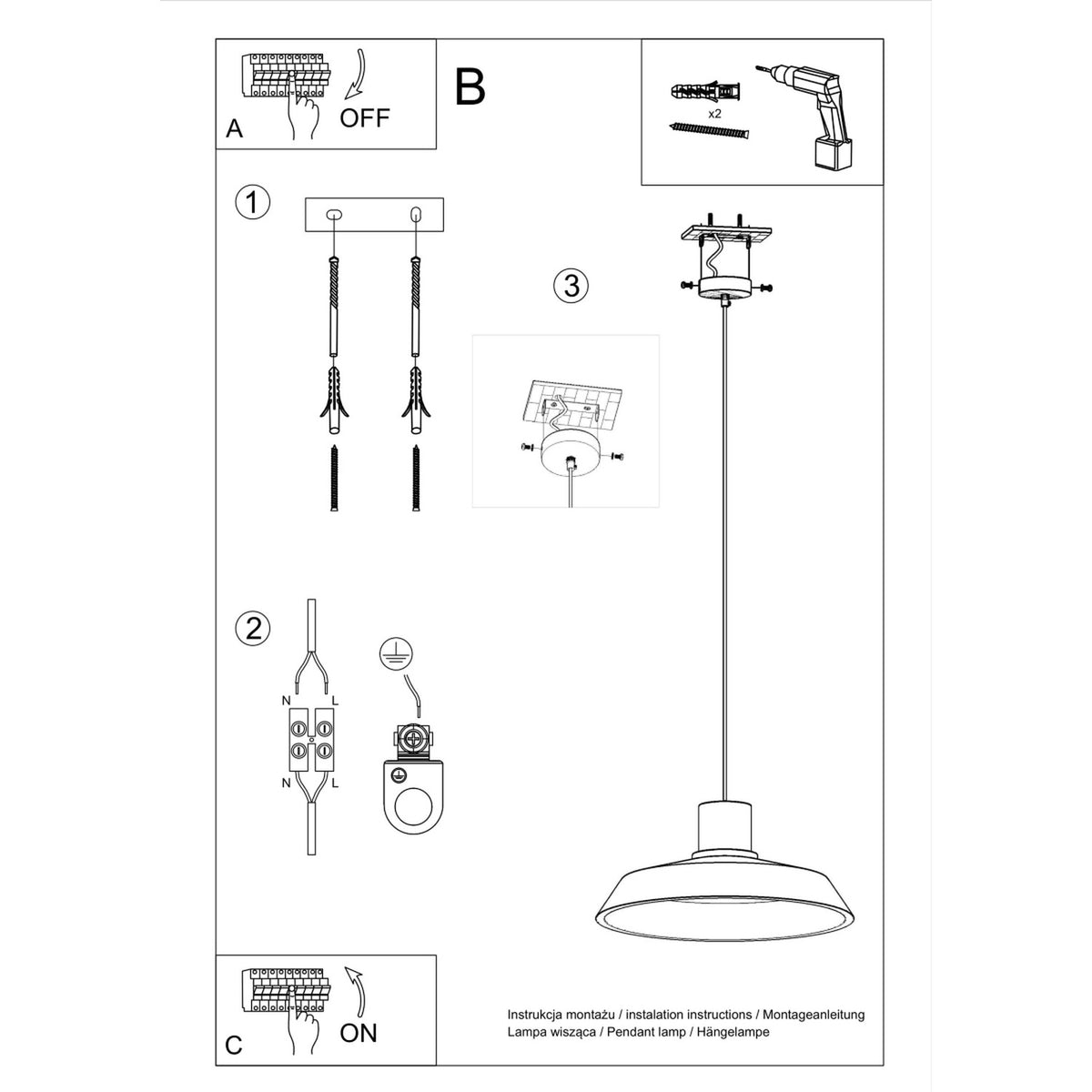 Schéma d'installation du luminaire
