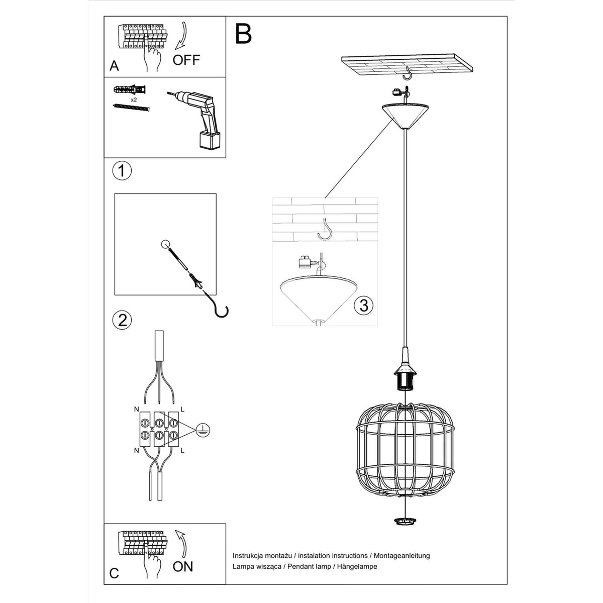Schéma d'installation du luminaire