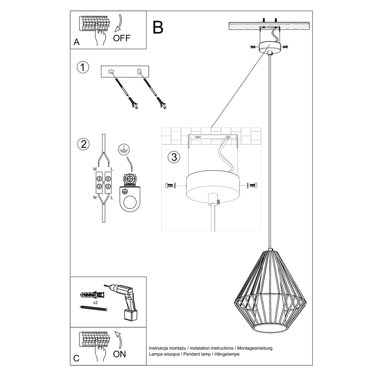 Schéma d'installation du luminaire