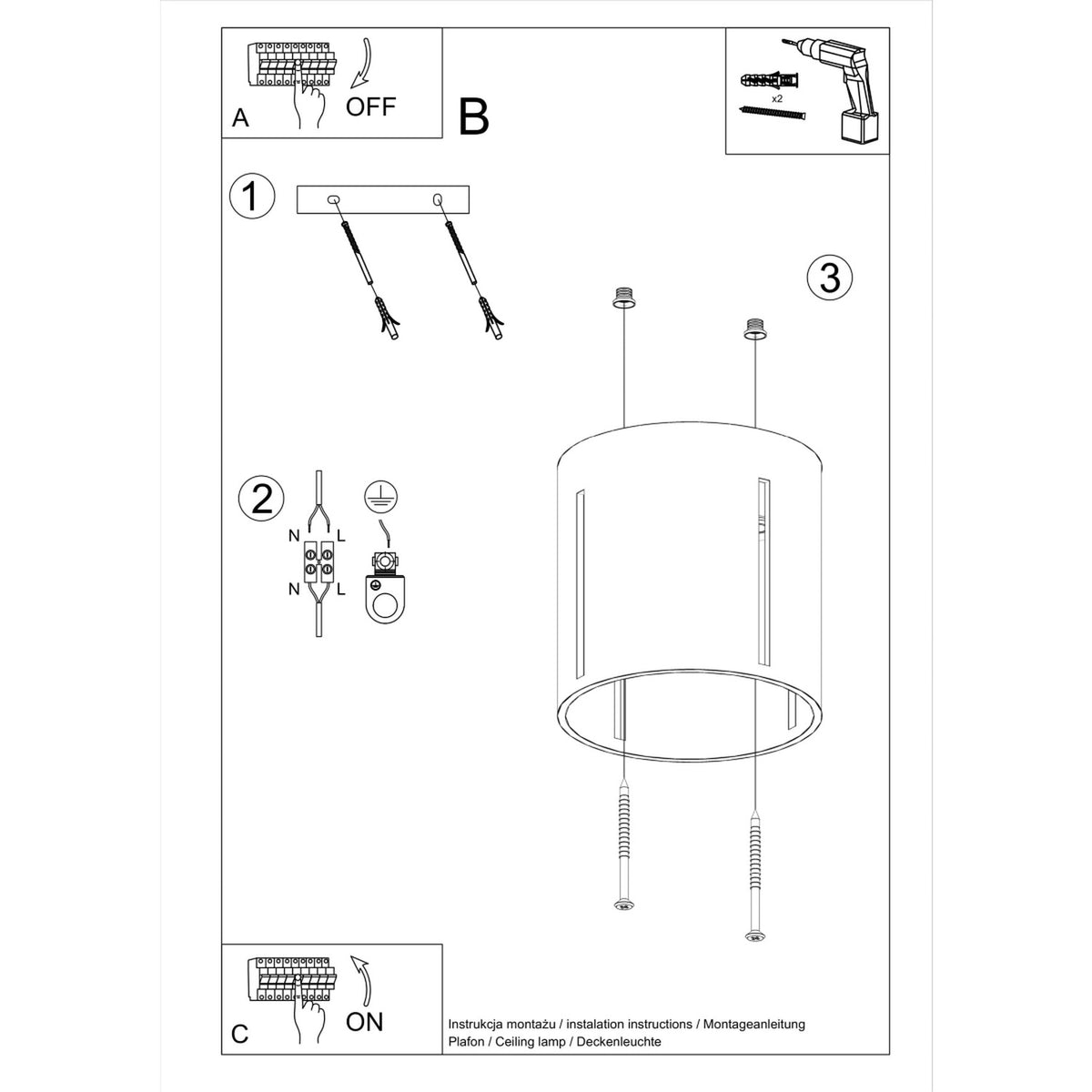 Schéma d'installation du luminaire