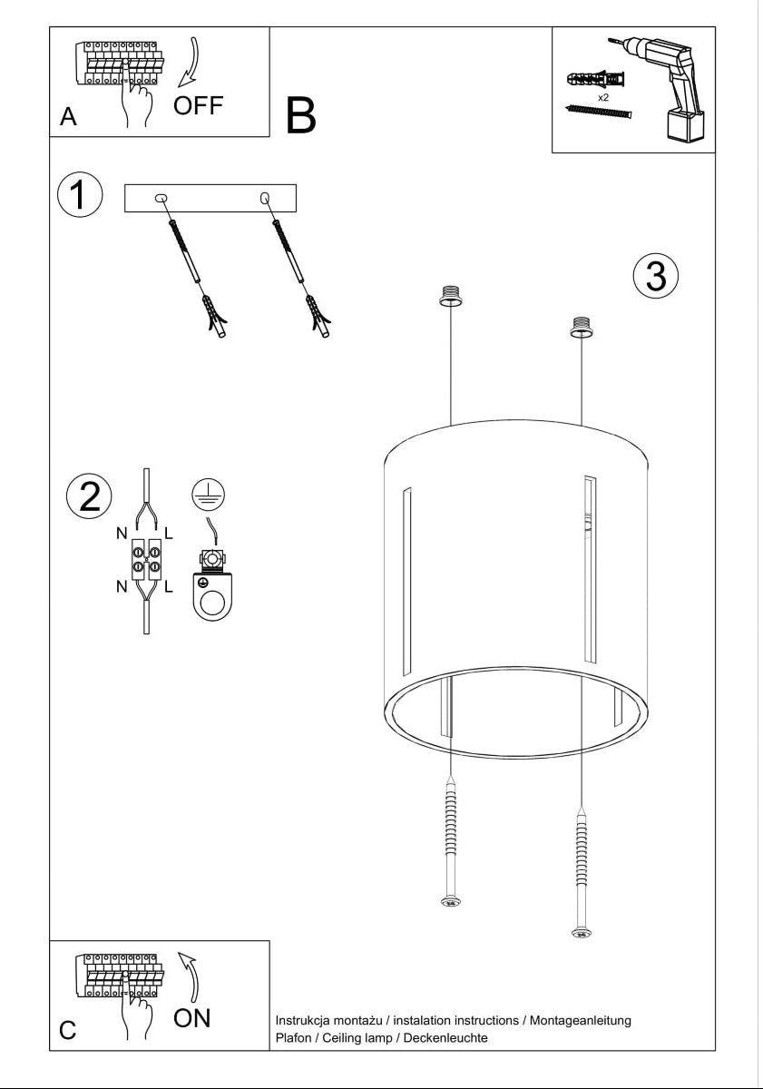 Schéma d'installation du luminaire
