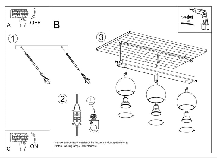 Luminaire Plafonnier | OCULARE 3 (Noir)
