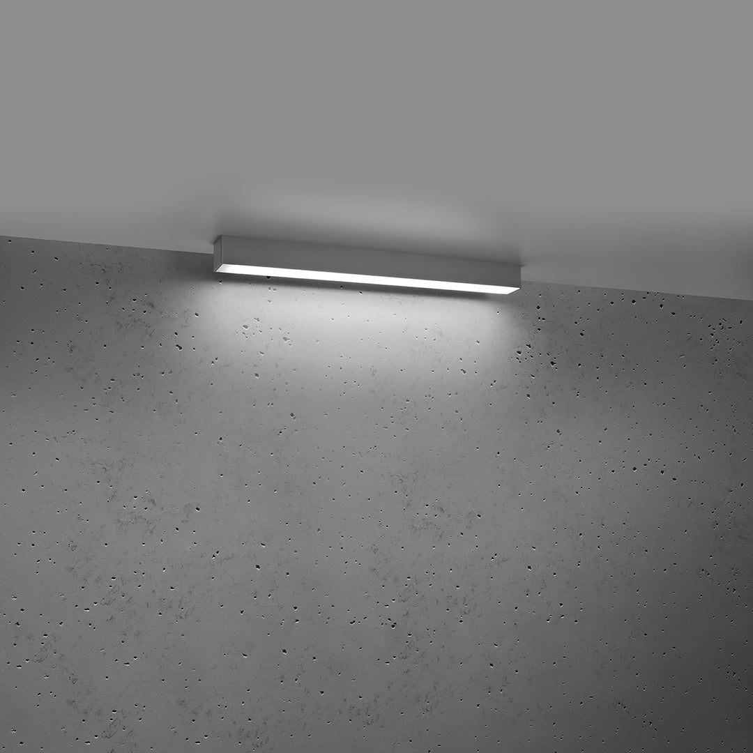 Plafonnier linéaire PINNE gris allumée, au plafond