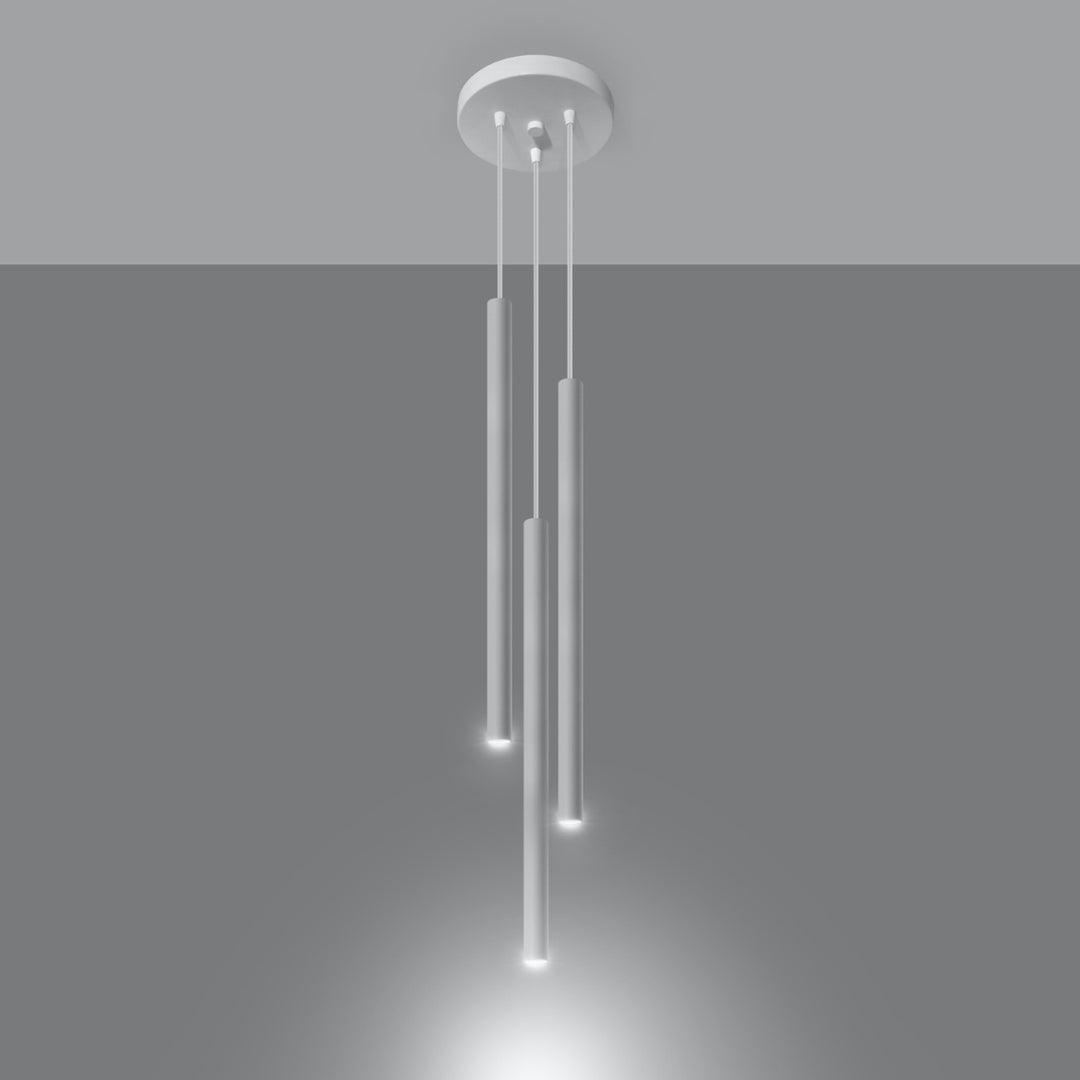Suspension tube fin blanc allumée