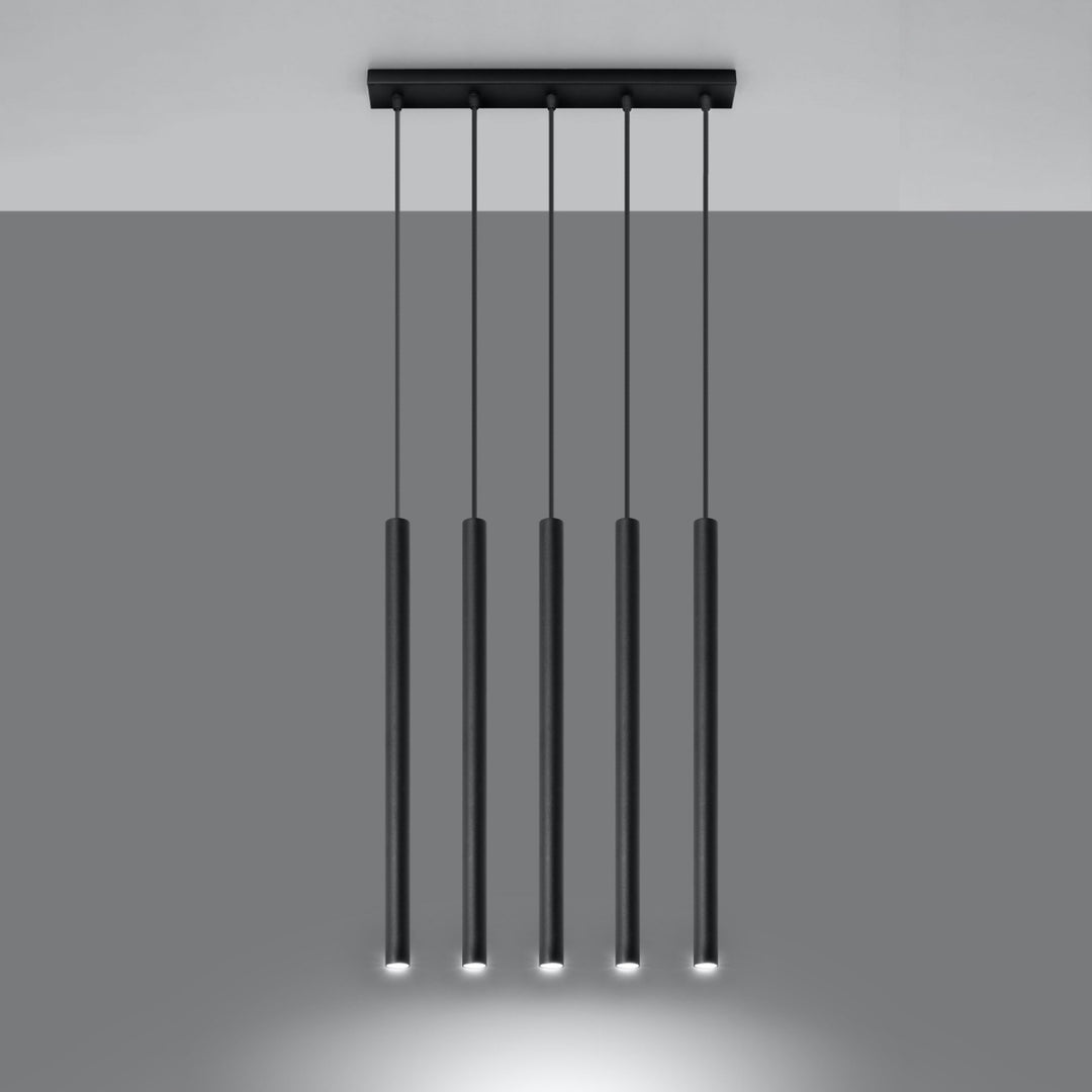 Suspension tube fin noir allumée