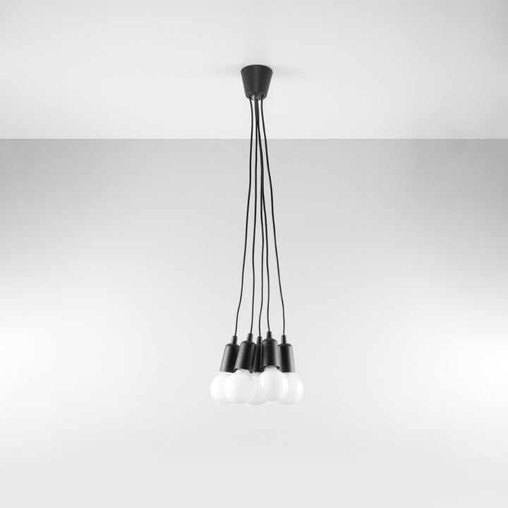 Suspension Luminaire noir éteinte, vue rapprochée
