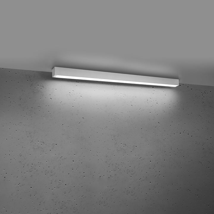 Plafonnier linéaire PINNE blanc allumée, au plafond
