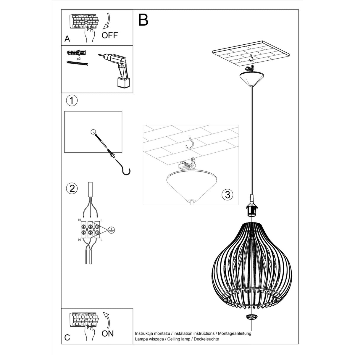 Schéma d'installation du luminaire