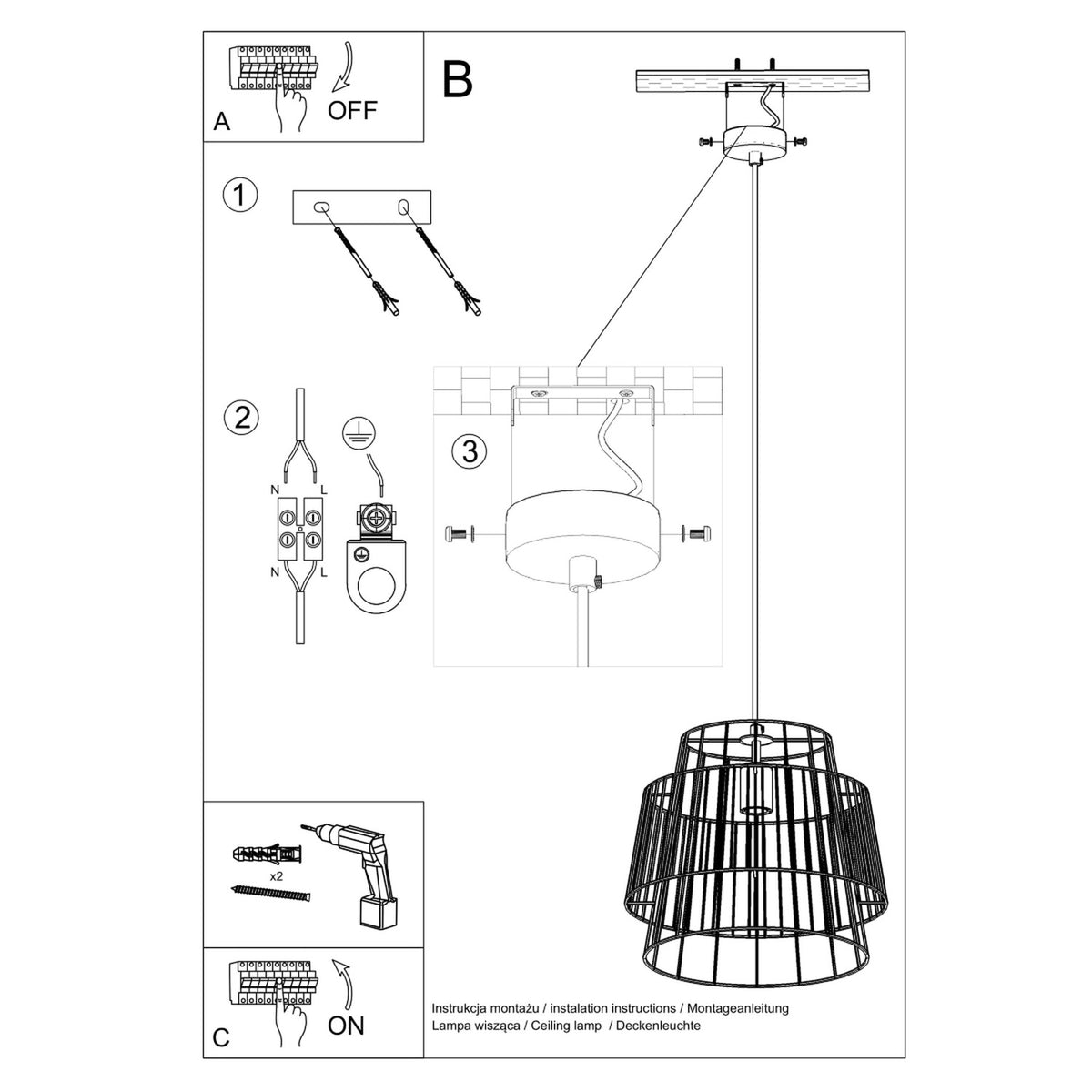 Schéma d'installation du luminaire