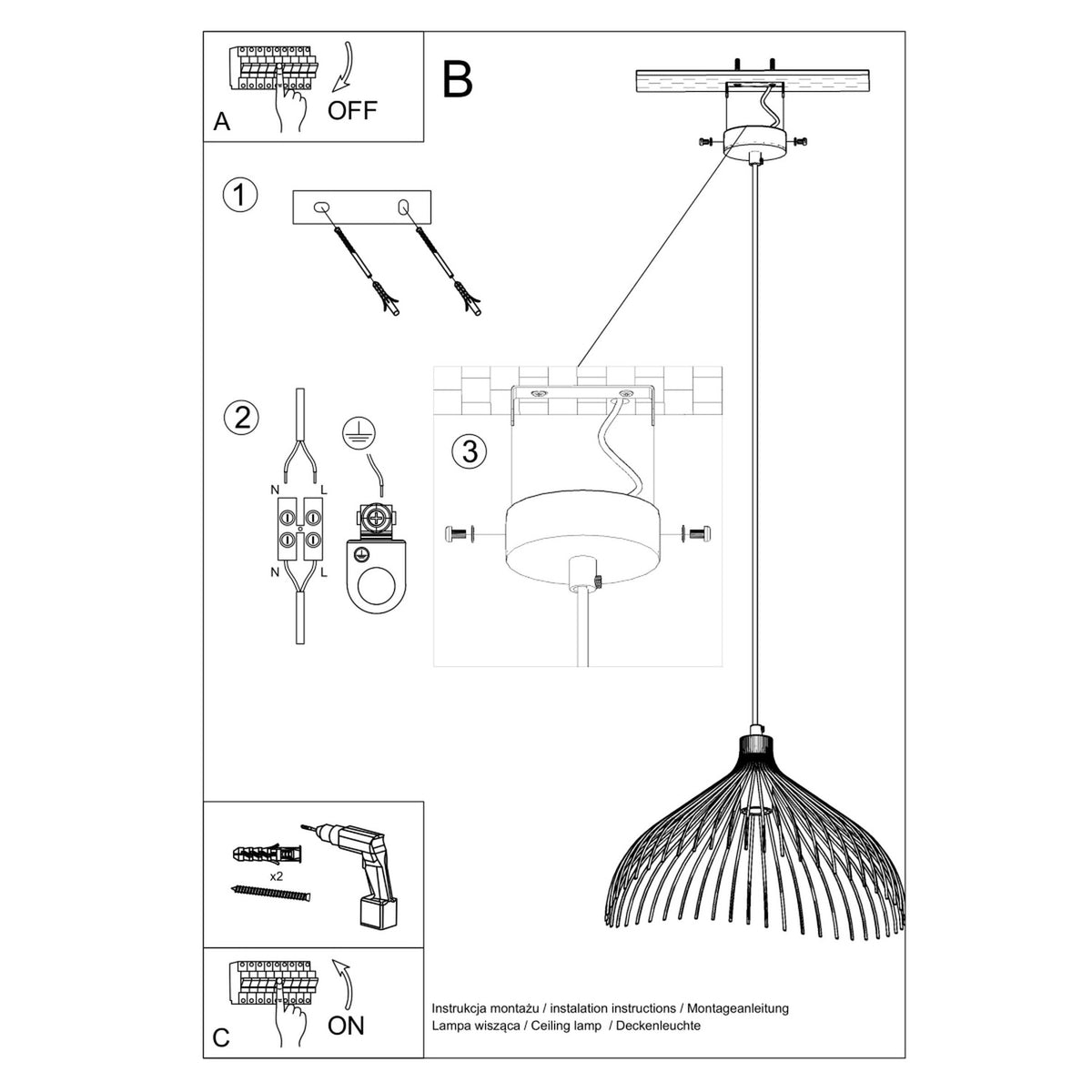 Schéma d'installation du luminaire