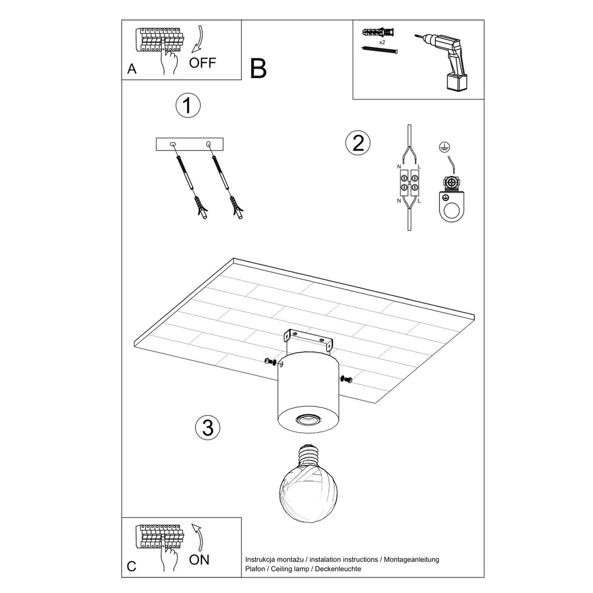 Schéma d'installation du luminaire