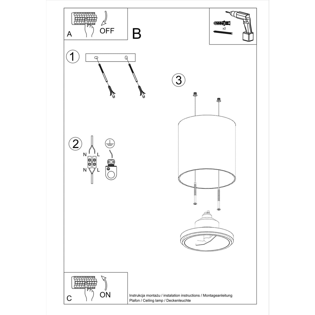 Schéma d'installation du luminaire