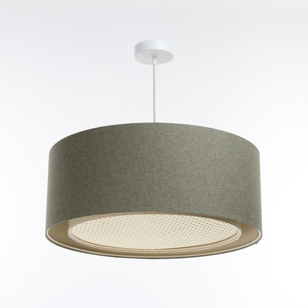 Suspension Luminaire | DUO BOHO ELEGANT (Gris Vert/Écru/Crème)