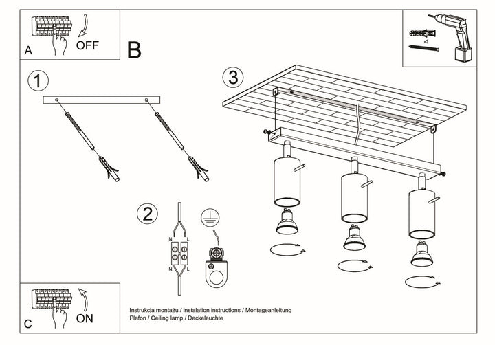 Luminaire Plafonnier | BERG 3 (Bois Naturel)