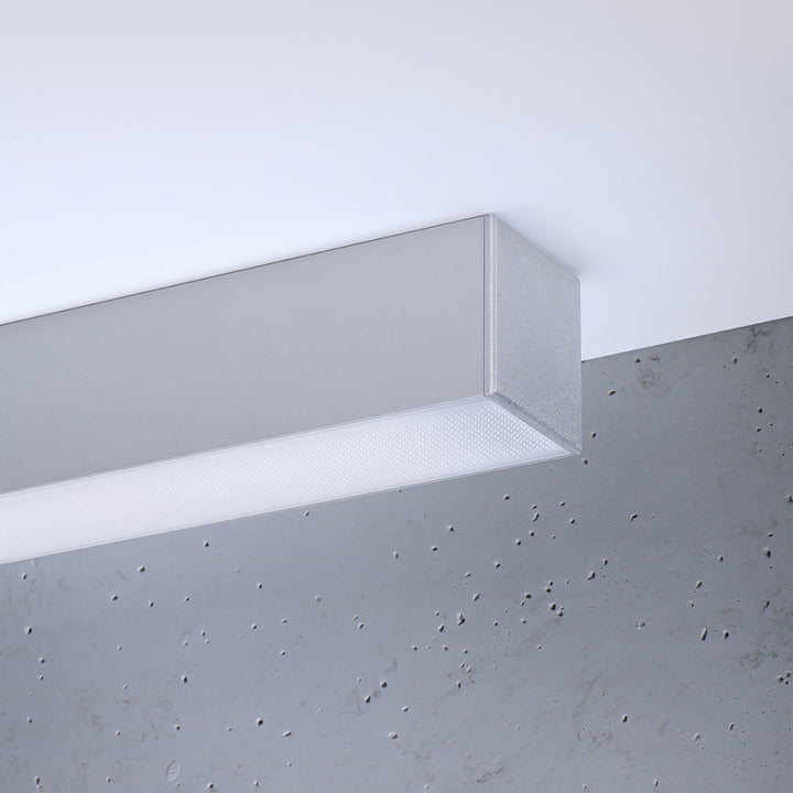 Plafonnier linéaire PINNE gris éteinte, détail du profilé