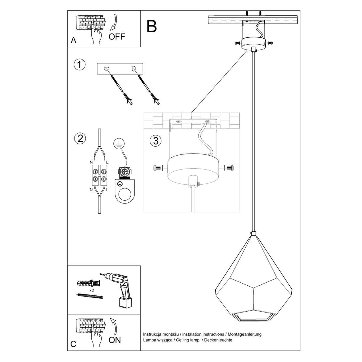 Schéma d'installation du luminaire